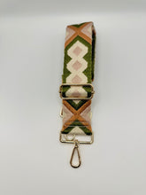 Load image into Gallery viewer, Bag Strap 89 - Beige, Green & Pink Pattern
