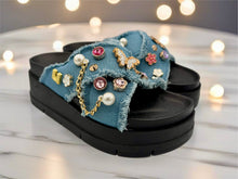 Load image into Gallery viewer, Gem wedges - denim