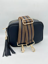 Load image into Gallery viewer, Bag Strap 34 - Navy & Brown Pattern