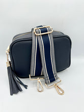 Load image into Gallery viewer, Bag Strap 33 - Navy & Beige Pattern