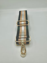 Load image into Gallery viewer, Bag Strap 84 - Dark Green, White & Rose Gold Sparkly Stripe