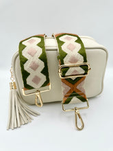Load image into Gallery viewer, Bag Strap 89 - Beige, Green & Pink Pattern