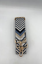 Load image into Gallery viewer, Bag Strap 111 - Navy & Beige Pattern