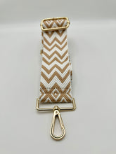 Load image into Gallery viewer, Bag Strap 96 - White & Caramel Pattern
