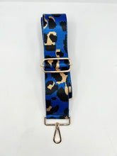 Load image into Gallery viewer, Bag Strap 25 - Royal Blue, Gold & Black Leopard