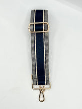 Load image into Gallery viewer, Bag Strap 33 - Navy & Beige Pattern