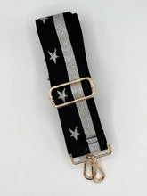Load image into Gallery viewer, Bag Strap 71 - Black, Silver Stripe & Stars
