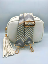 Load image into Gallery viewer, Bag Strap 51 - Silver & Beige Pattern