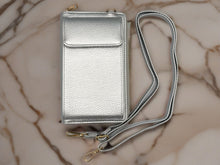 Load image into Gallery viewer, Phone Bag - Silver With Gold Metalwork