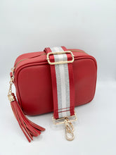 Load image into Gallery viewer, Bag Strap 65 - Red & Silver Stripe