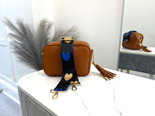 Load image into Gallery viewer, Bag Strap 14 - Gold & Blue Hearts