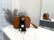 Load image into Gallery viewer, Bag Strap 10 - Black With Gold & Silver Hearts