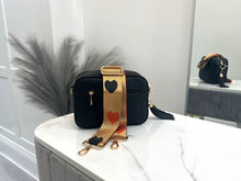 Load image into Gallery viewer, Bag Strap 13 - Orange & Black Hearts