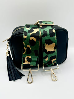 Load image into Gallery viewer, Bag Strap 88 - Green, Black &amp; Gold Leopard
