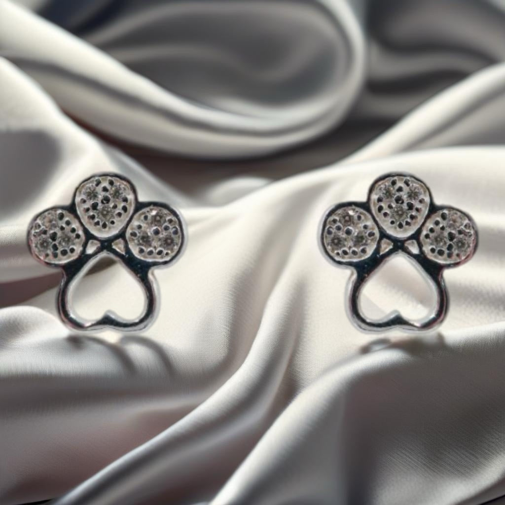 Paw Print Earrings - Sterling Silver