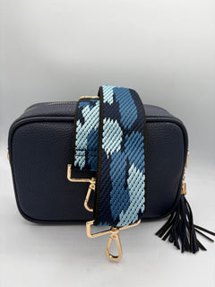 Load image into Gallery viewer, Bag Strap 112 - Navy &amp; Blue Pattern
