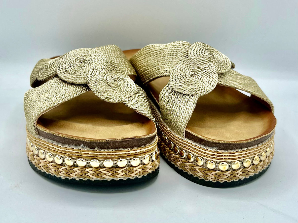 Isla flatforms - gold. LAST PAIR SIZE 4 – Icicle Boutique