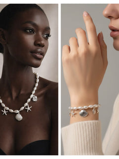 Load image into Gallery viewer, Mauritius Necklace and Bracelet Set - Silver - Sold Separately
