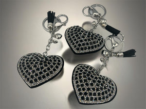 Diamante Heart Keyring - Black/Silver