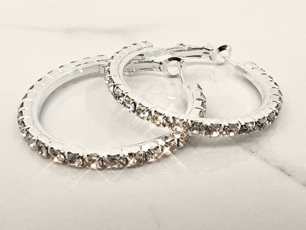 Diamanté Hoop Earrings - 5 Colours