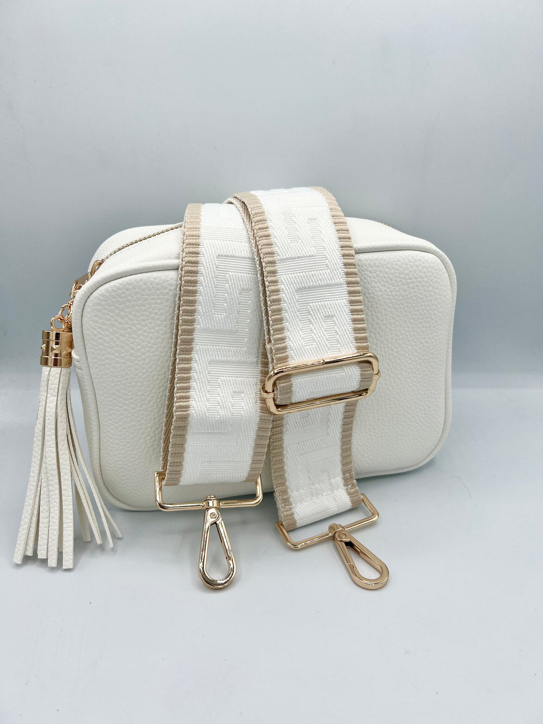 Bag Strap - White & Stone Pattern
