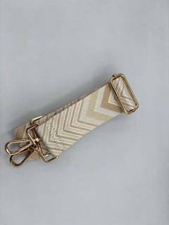 Load image into Gallery viewer, Bag Strap 115 - Beige &amp; White Pattern

