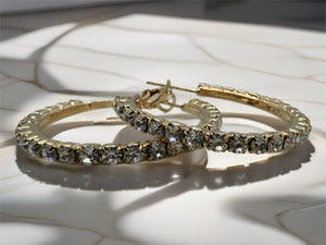 Diamanté Hoop Earrings - 5 Colours