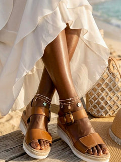 Load image into Gallery viewer, Karen wedges - Tan. 3s ONLY
