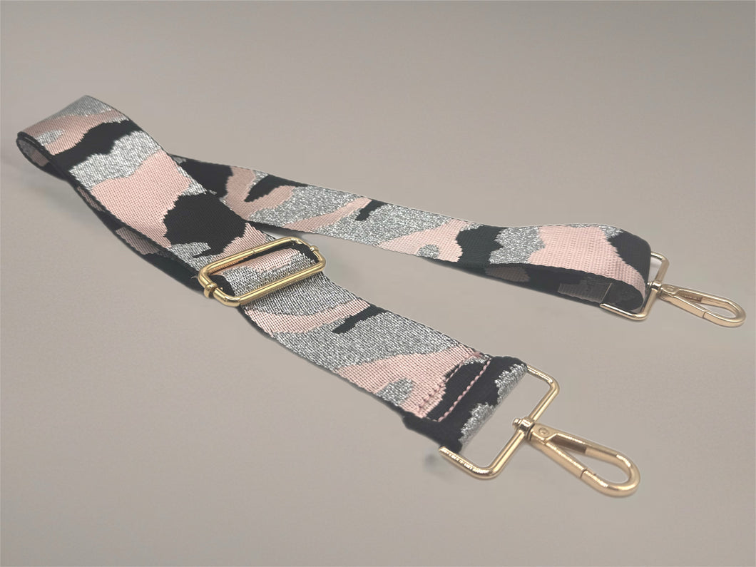 Bag Strap 1 - Pink & Silver Camo