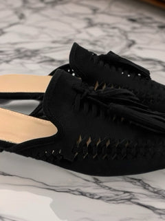 Load image into Gallery viewer, Tassel Mule Loafers - Black
