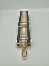 Load image into Gallery viewer, Bag Strap 84 - Dark Green, White &amp; Rose Gold Sparkly Stripe
