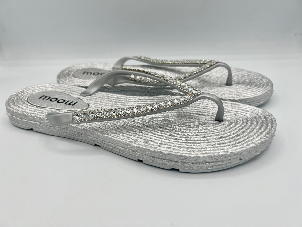 Silver rhinestone flip flops on sale