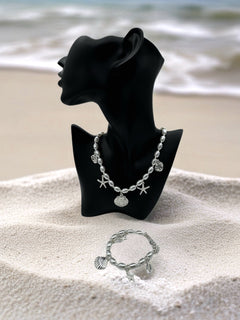 Load image into Gallery viewer, Mauritius Necklace and Bracelet Set - Silver - Sold Separately
