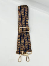 Load image into Gallery viewer, Bag Strap 34 - Navy &amp; Brown Pattern
