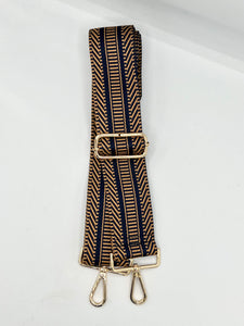 Bag Strap 34 - Navy & Brown Pattern