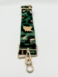Load image into Gallery viewer, Bag Strap 88 - Green, Black &amp; Gold Leopard
