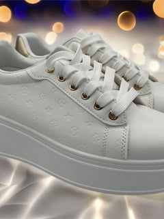Load image into Gallery viewer, Lisa Trainers - white &amp; gold
