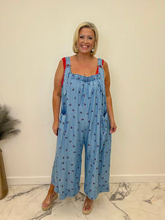 Load image into Gallery viewer, Cherries dungarees
