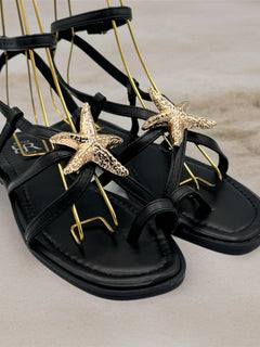 Load image into Gallery viewer, Starfish Sandals - Black
