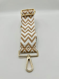 Bag Strap 96 - White & Caramel Pattern