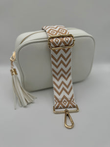 Bag Strap 96 - White & Caramel Pattern