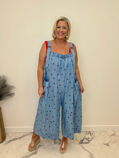 Load image into Gallery viewer, Cherries dungarees
