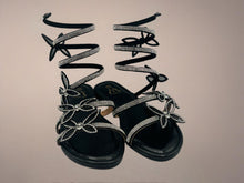 Load image into Gallery viewer, Butterfly sandals - black. LAST PAIR
