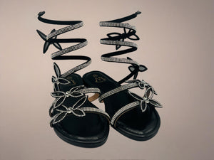 Butterfly sandals - black. LAST PAIR