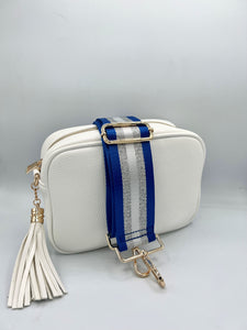 Bag Strap 19 - Blue & Silver Stripe