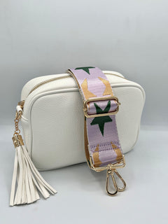 Load image into Gallery viewer, Bag Strap 59 - Pink With Green &amp; Gold Stars
