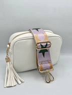 Bag Strap 59 - Pink With Green & Gold Stars