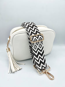 Bag Strap 38 - White & Chocolate Pattern