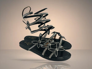 Butterfly sandals - black. LAST PAIR