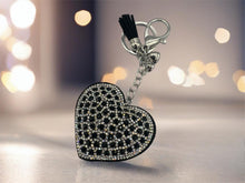 Load image into Gallery viewer, Diamante Heart Keyring - Black/Silver
